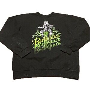 Beetlejuice Crewneck Sweatshirt Ripple Junction Black Neon Graphic Size L